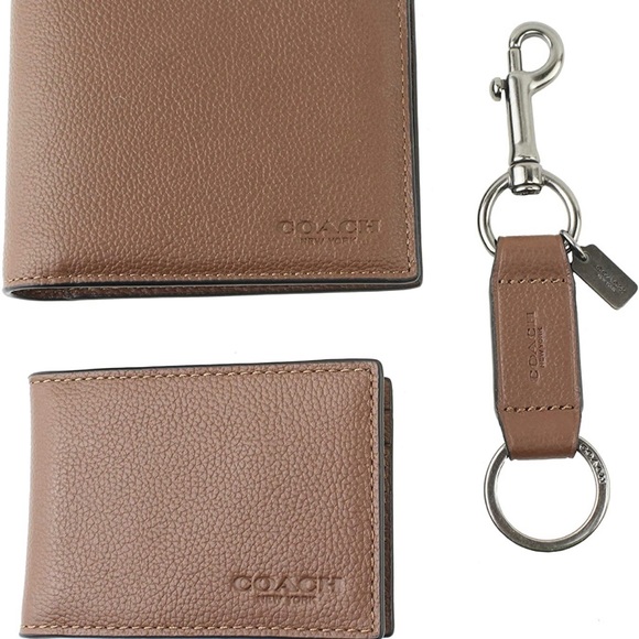 Coach Boxed 3 in 1 Compact Id Wallet With Trigger Snap Key Fob saddle brown NWT - Picture 2 of 6
